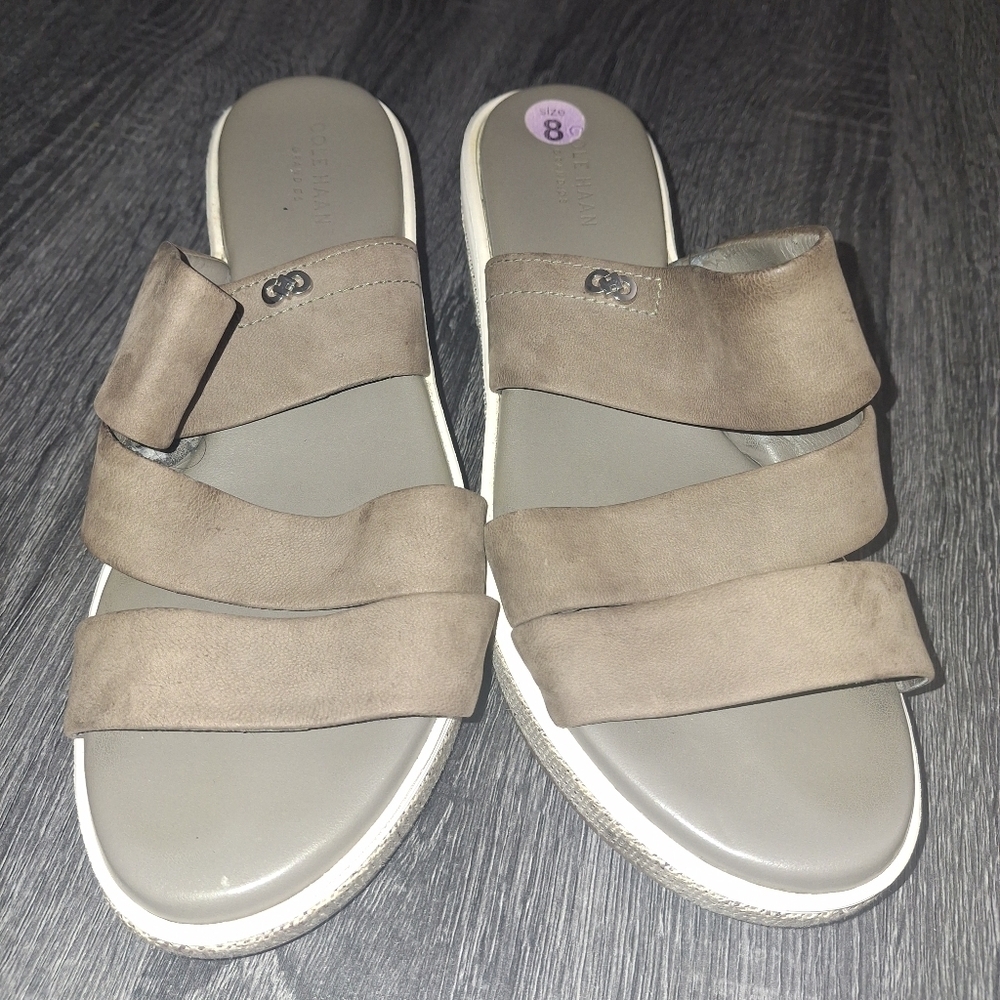 Cole Haan- Brown & Gray Slip On Sandals- W Sz 8